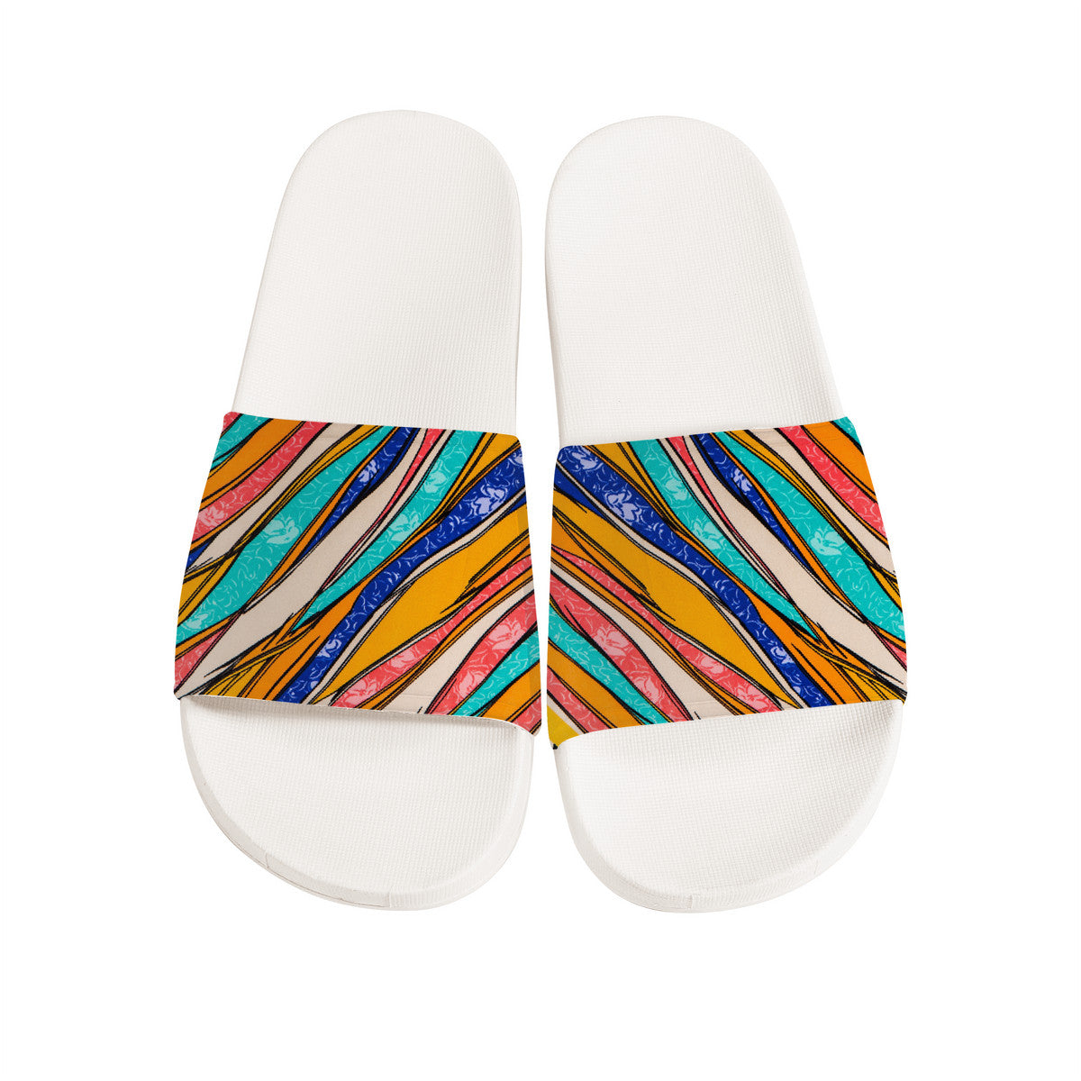 gay footwear, colorful rainbow shoes, slip-on sliers
