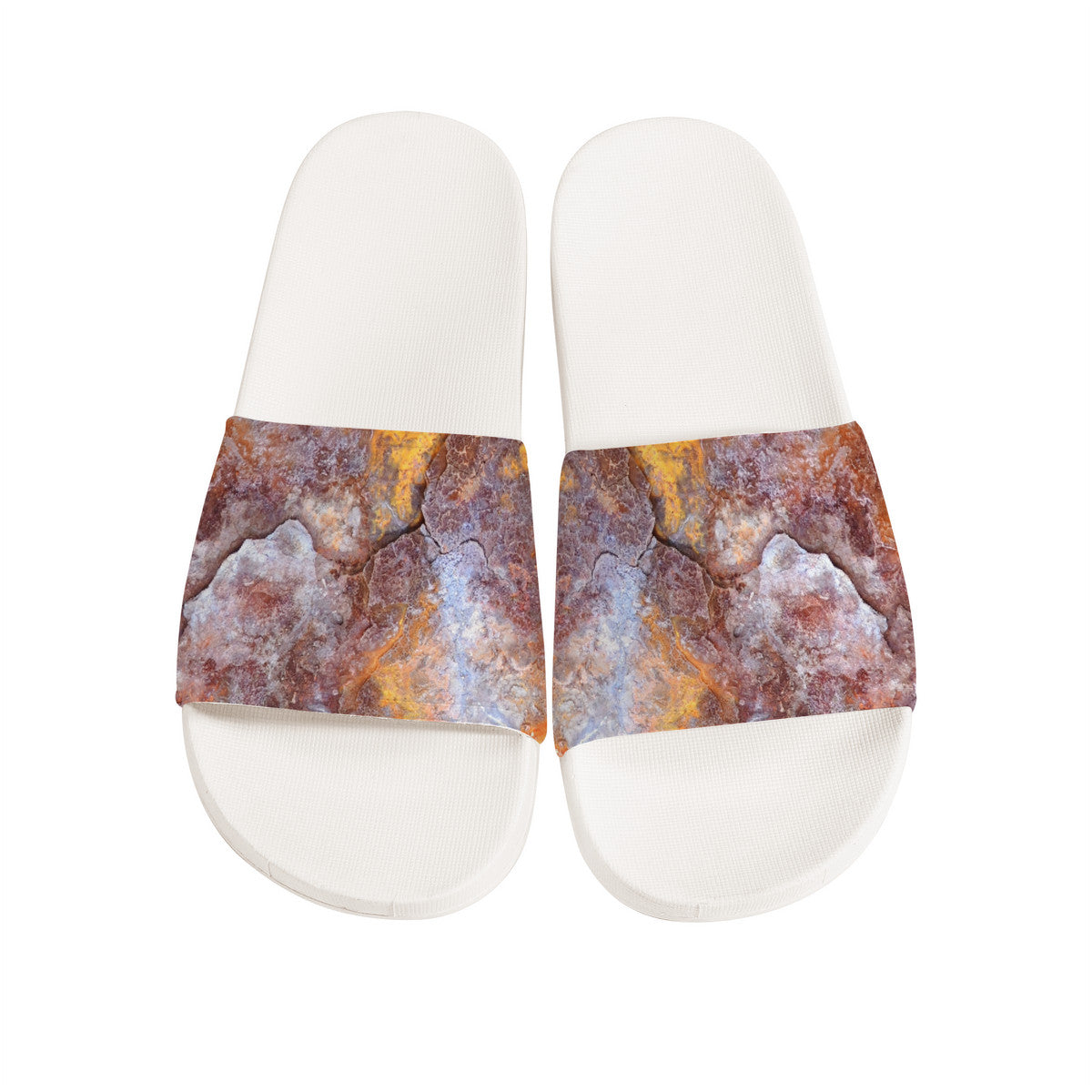 White Tuscany Stone Resort Slides, Open Toe Easy Wearing Everyday Footwear