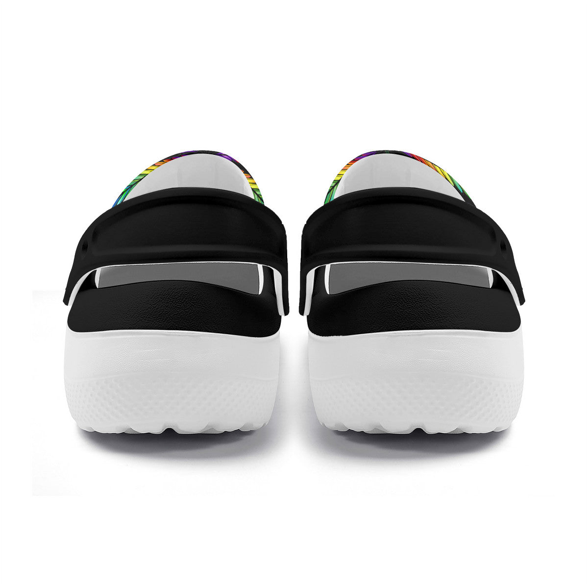 Unisex Lightweight No Hole Casual or Work Clogs, Marijuana Leaf in Pride  Colors