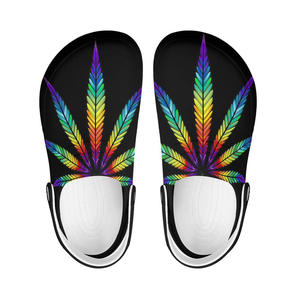 hemp fashion clogs,  pride leaf sandals, hippie boho mules, 