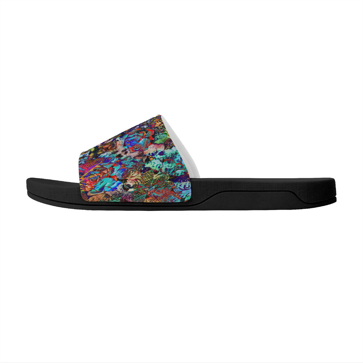 Abstract Design Black Slides, Casual Summer Flip-Flops for Men & Women