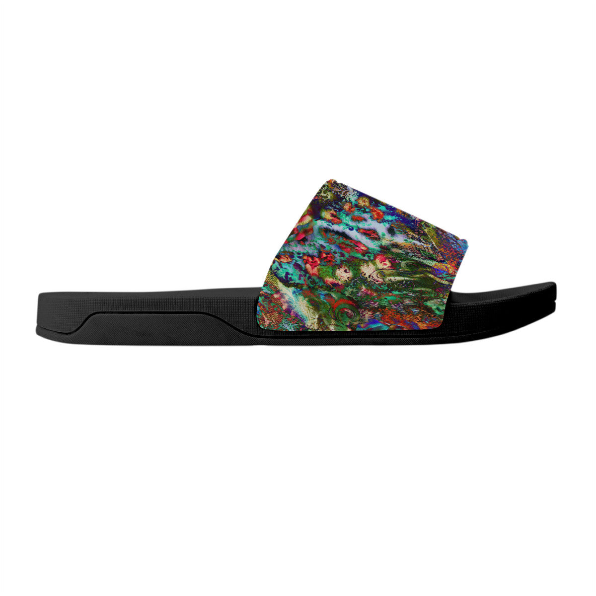 Abstract Design Black Slides, Casual Summer Flip-Flops for Men & Women